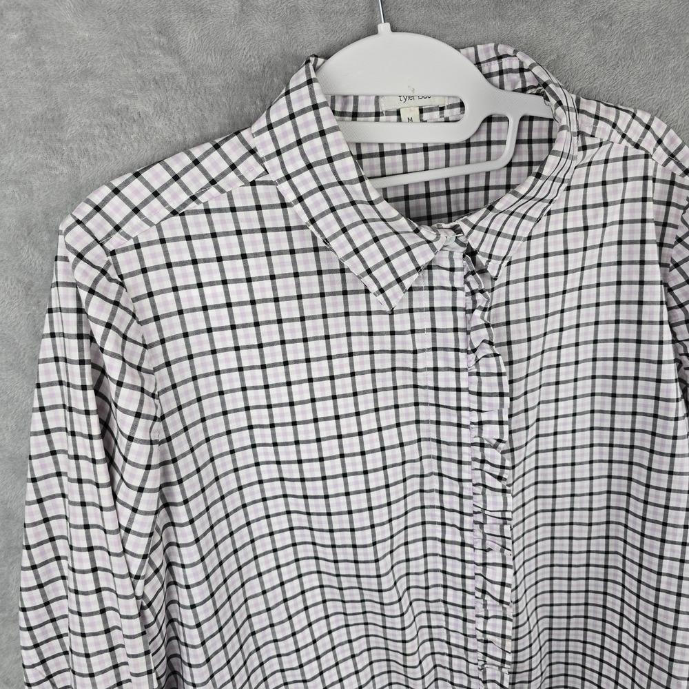 Tyler Boe Top Button Up Checked Size Medium Long Sleeve
